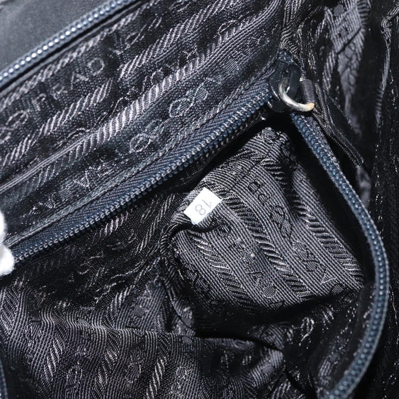 PRADA Hand Bag Nylon Black Silver Auth 175269