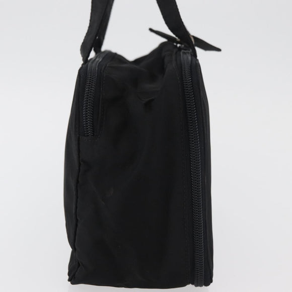 PRADA Hand Bag Nylon Black Silver Auth 175269