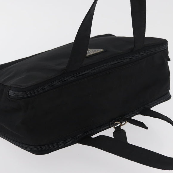 PRADA Hand Bag Nylon Black Silver Auth 175269