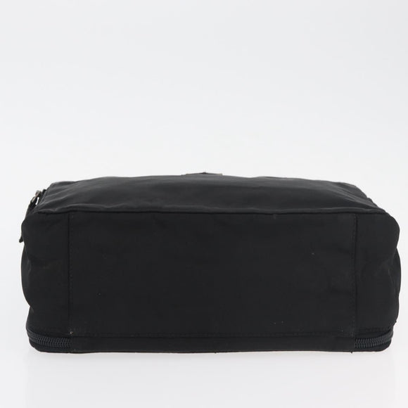 PRADA Hand Bag Nylon Black Silver Auth 175269
