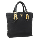 PRADA Hand Bag Nylon Black Gold Auth 175270-1