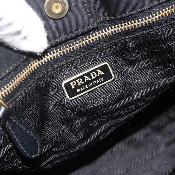 PRADA Hand Bag Nylon Black Gold Auth 175270