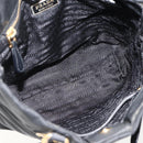 PRADA Hand Bag Nylon Black Gold Auth 175270-11