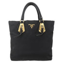 PRADA Hand Bag Nylon Black Gold Auth 175270-13