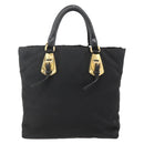 PRADA Hand Bag Nylon Black Gold Auth 175270-2