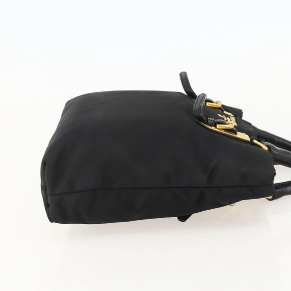 PRADA Hand Bag Nylon Black Gold Auth 175270