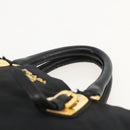 PRADA Hand Bag Nylon Black Gold Auth 175270-8