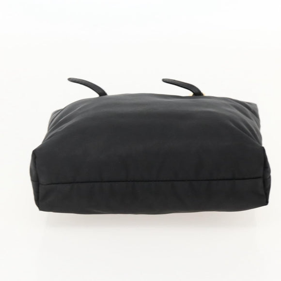 PRADA Hand Bag Nylon Black Gold Auth 175270