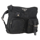 PRADA Waist bag Nylon Black Silver Auth 175272-1
