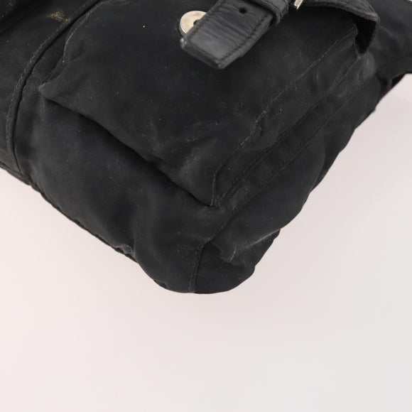 PRADA Waist bag Nylon Black Silver Auth 175272