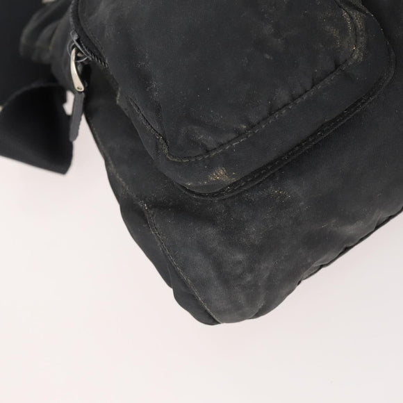 PRADA Waist bag Nylon Black Silver Auth 175272