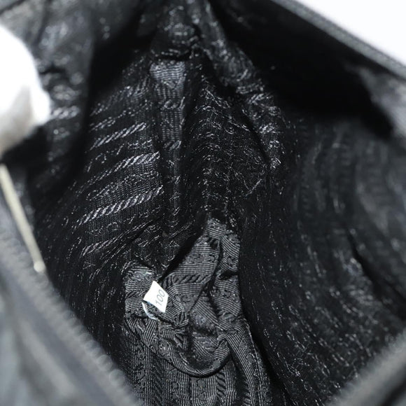 PRADA Waist bag Nylon Black Silver Auth 175272