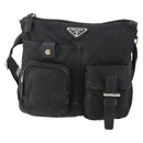 PRADA Waist bag Nylon Black Silver Auth 175272-13