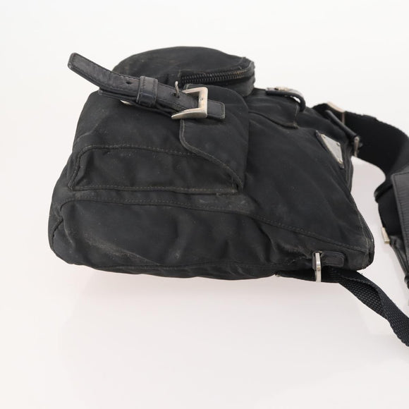 PRADA Waist bag Nylon Black Silver Auth 175272
