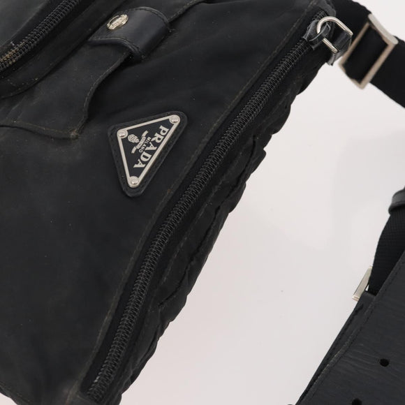 PRADA Waist bag Nylon Black Silver Auth 175272