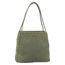 PRADA Tote Bag Nylon Khaki Silver Auth 175274-1
