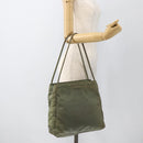 PRADA Tote Bag Nylon Khaki Silver Auth 175274-25