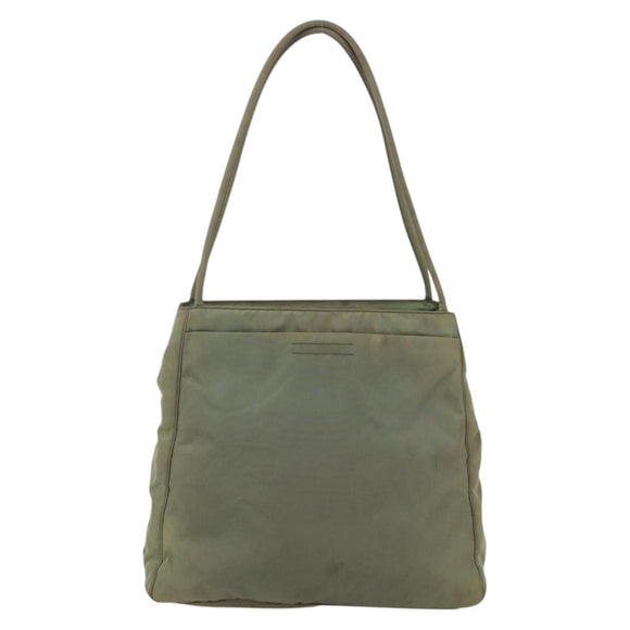 PRADA Tote Bag Nylon Khaki Silver Auth 175274