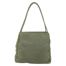PRADA Tote Bag Nylon Khaki Silver Auth 175274-2