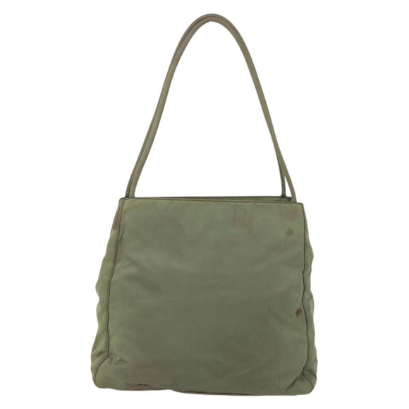 PRADA Tote Bag Nylon Khaki Silver Auth 175274