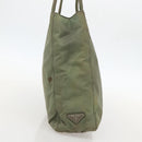 PRADA Tote Bag Nylon Khaki Silver Auth 175274-3
