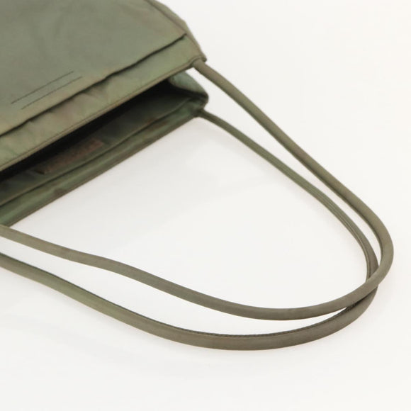 PRADA Tote Bag Nylon Khaki Silver Auth 175274