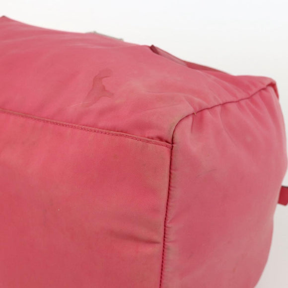 PRADA Hand Bag Nylon Pink Silver Auth 175275