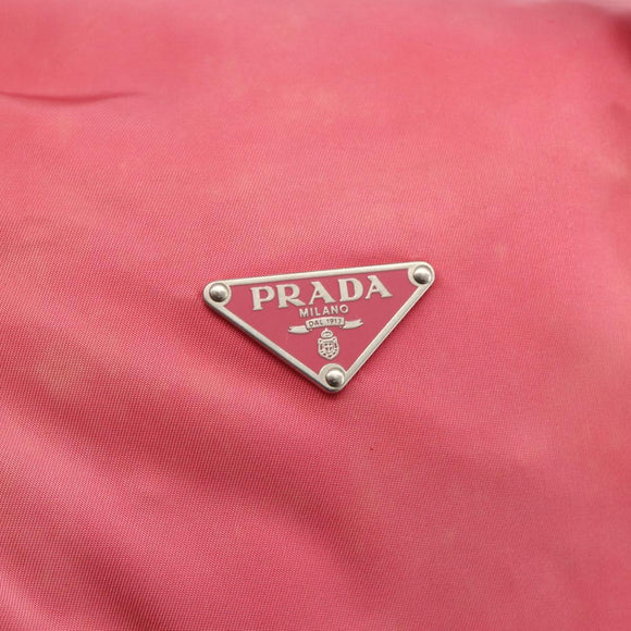 PRADA Hand Bag Nylon Pink Silver Auth 175275