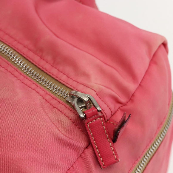 PRADA Hand Bag Nylon Pink Silver Auth 175275