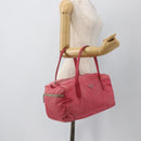 PRADA Hand Bag Nylon Pink Silver Auth 175275-22