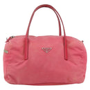 PRADA Hand Bag Nylon Pink Silver Auth 175275-13