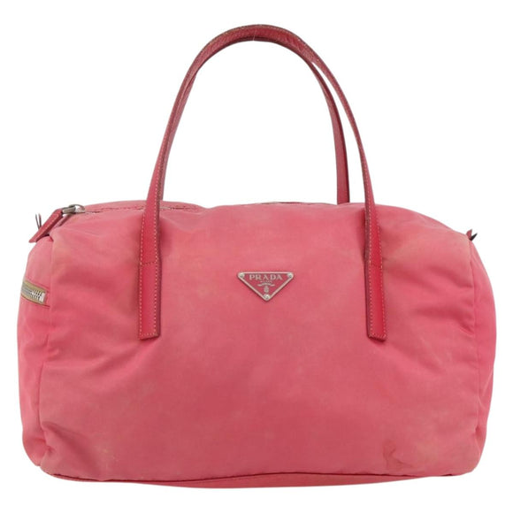 PRADA Hand Bag Nylon Pink Silver Auth 175275