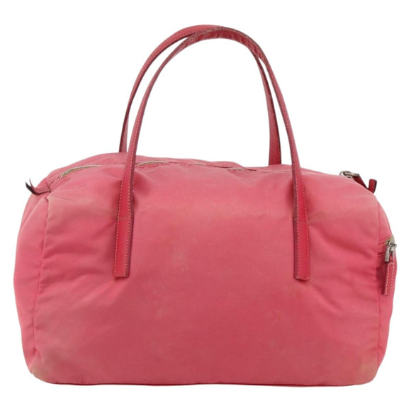 PRADA Hand Bag Nylon Pink Silver Auth 175275