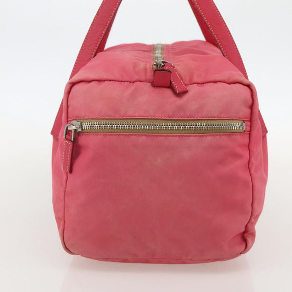 PRADA Hand Bag Nylon Pink Silver Auth 175275