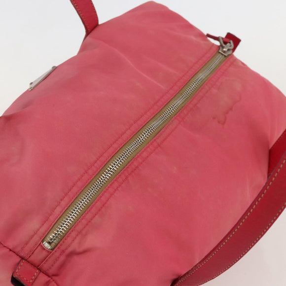 PRADA Hand Bag Nylon Pink Silver Auth 175275