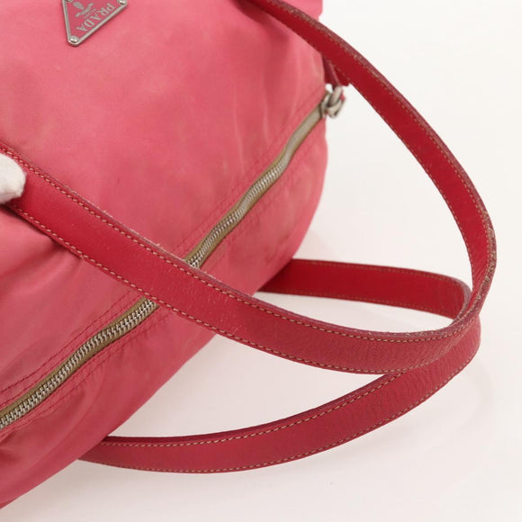 PRADA Hand Bag Nylon Pink Silver Auth 175275
