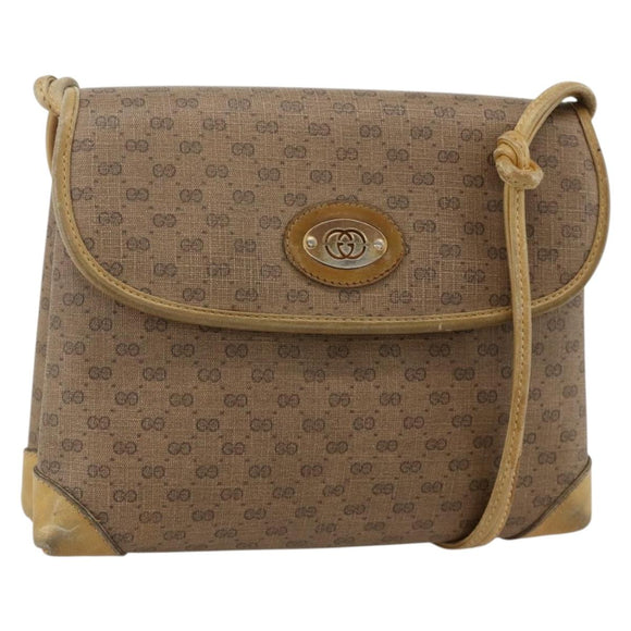 GUCCI Micro GG Supreme Shoulder Bag PVC Beige Gold 007 49 5548 Auth 175279