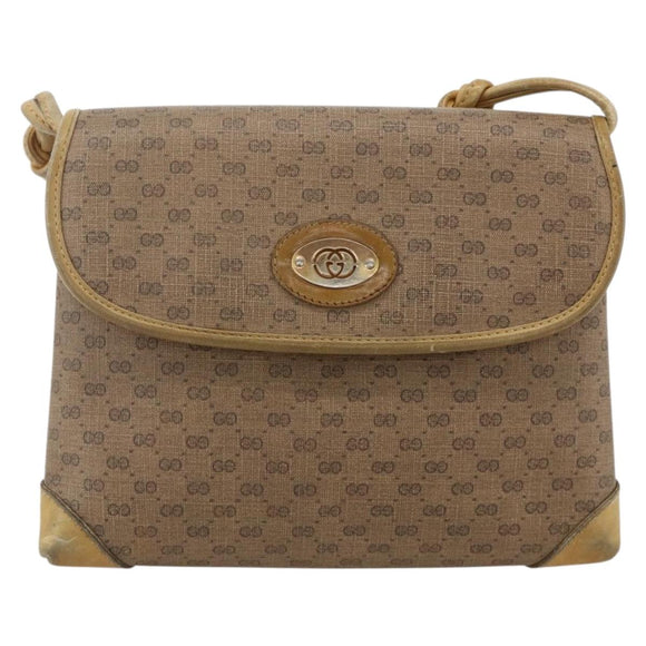 GUCCI Micro GG Supreme Shoulder Bag PVC Beige Gold 007 49 5548 Auth 175279