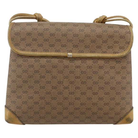GUCCI Micro GG Supreme Shoulder Bag PVC Beige Gold 007 49 5548 Auth 175279