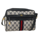 GUCCI GG Supreme Sherry Line Bag PVC Navy Gold Red 65 02 004 Auth 175281-1