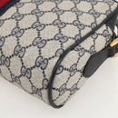 GUCCI GG Supreme Sherry Line Bag PVC Navy Gold Red 65 02 004 Auth 175281-16