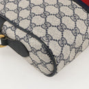 GUCCI GG Supreme Sherry Line Bag PVC Navy Gold Red 65 02 004 Auth 175281-17