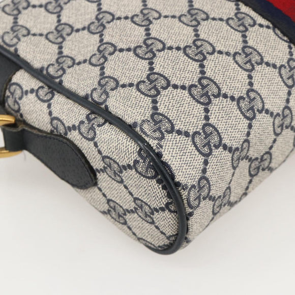 GUCCI GG Supreme Sherry Line Bag PVC Navy Gold Red 65 02 004 Auth 175281