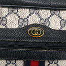 GUCCI GG Supreme Sherry Line Bag PVC Navy Gold Red 65 02 004 Auth 175281-18