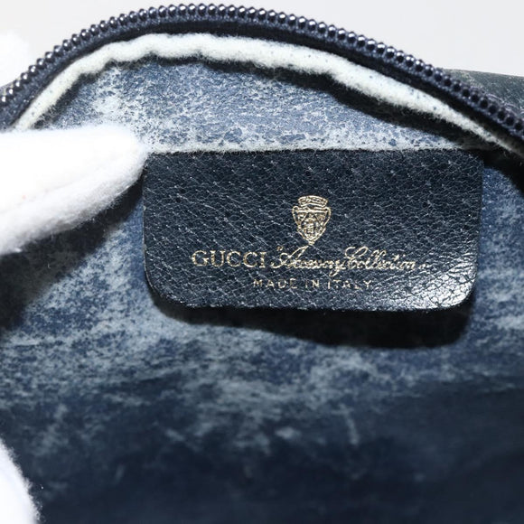 GUCCI GG Supreme Sherry Line Bag PVC Navy Gold Red 65 02 004 Auth 175281