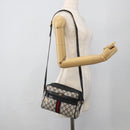 GUCCI GG Supreme Sherry Line Bag PVC Navy Gold Red 65 02 004 Auth 175281-22