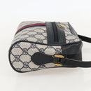 GUCCI GG Supreme Sherry Line Bag PVC Navy Gold Red 65 02 004 Auth 175281-4