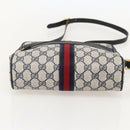 GUCCI GG Supreme Sherry Line Bag PVC Navy Gold Red 65 02 004 Auth 175281-5