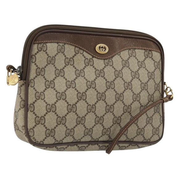 GUCCI GG Supreme Shoulder Bag PVC Beige Gold 97 02 068 Auth 175282