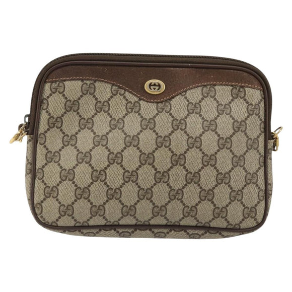 GUCCI GG Supreme Shoulder Bag PVC Beige Gold 97 02 068 Auth 175282